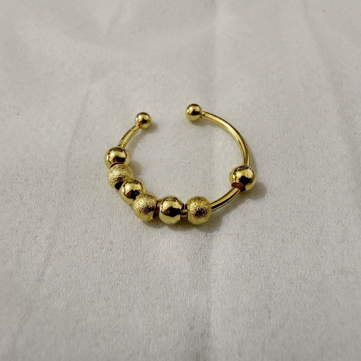 Rotating anxiety relief copper ring fortune bead ring adjustable ring