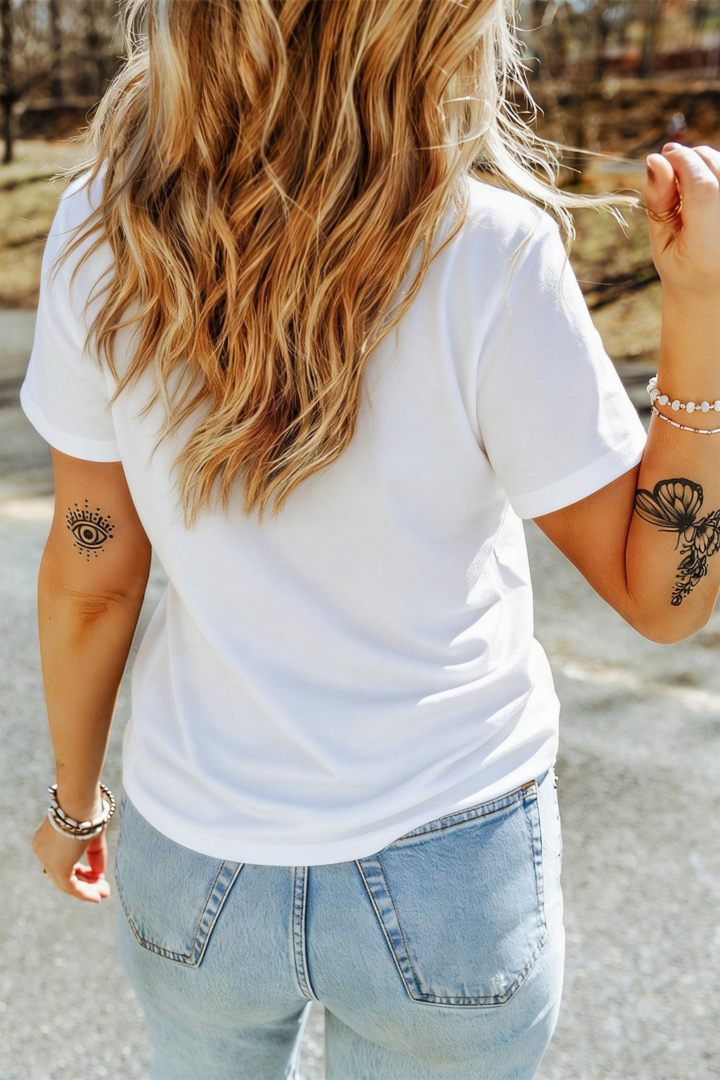 White Floral Pumpkin Print Thanksgiving Casual T-Shirt