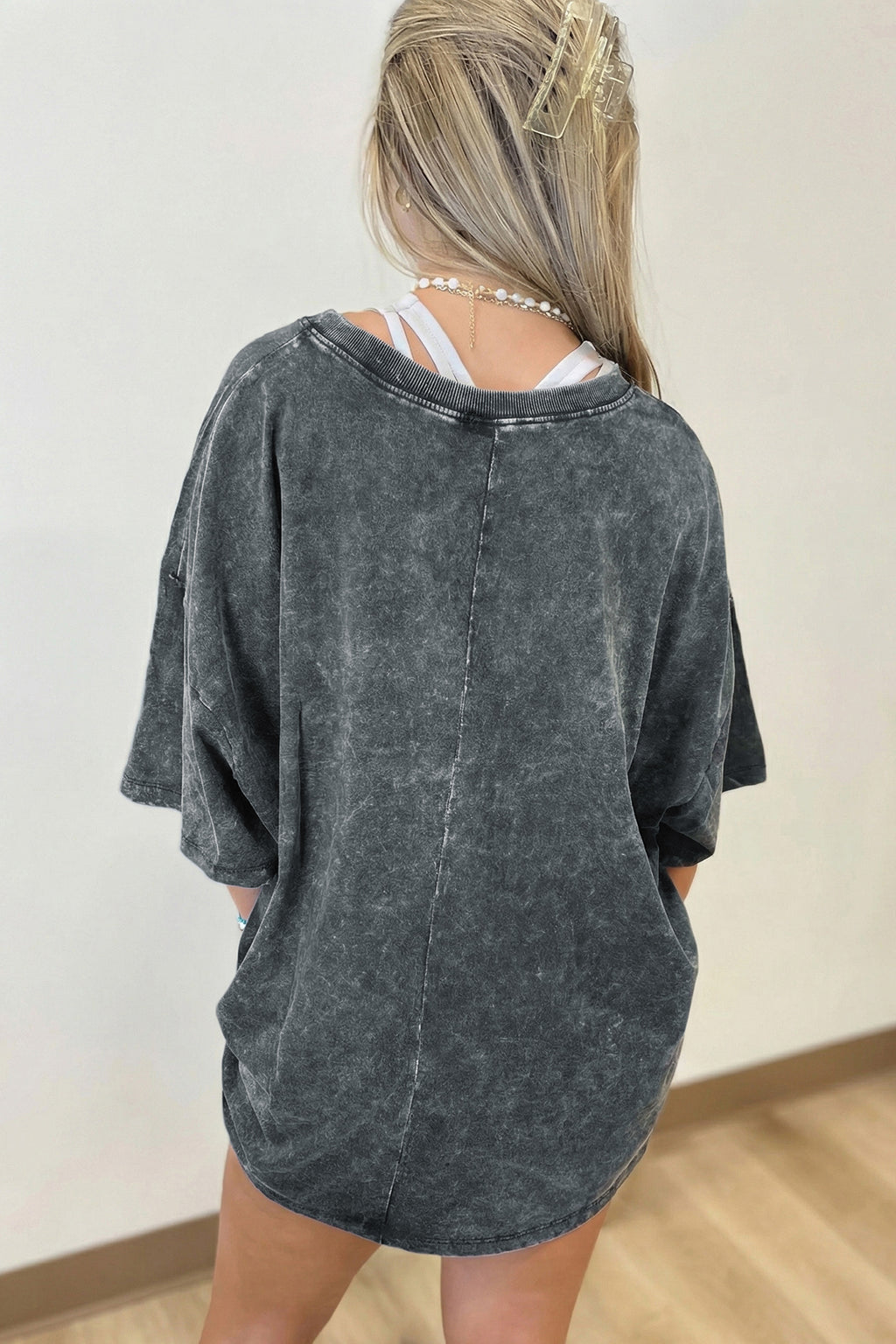 Mint Green Solid Color Cotton Mineral Washed Oversize Tee