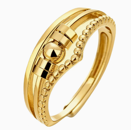 Rotating anxiety relief copper ring fortune bead ring adjustable ring