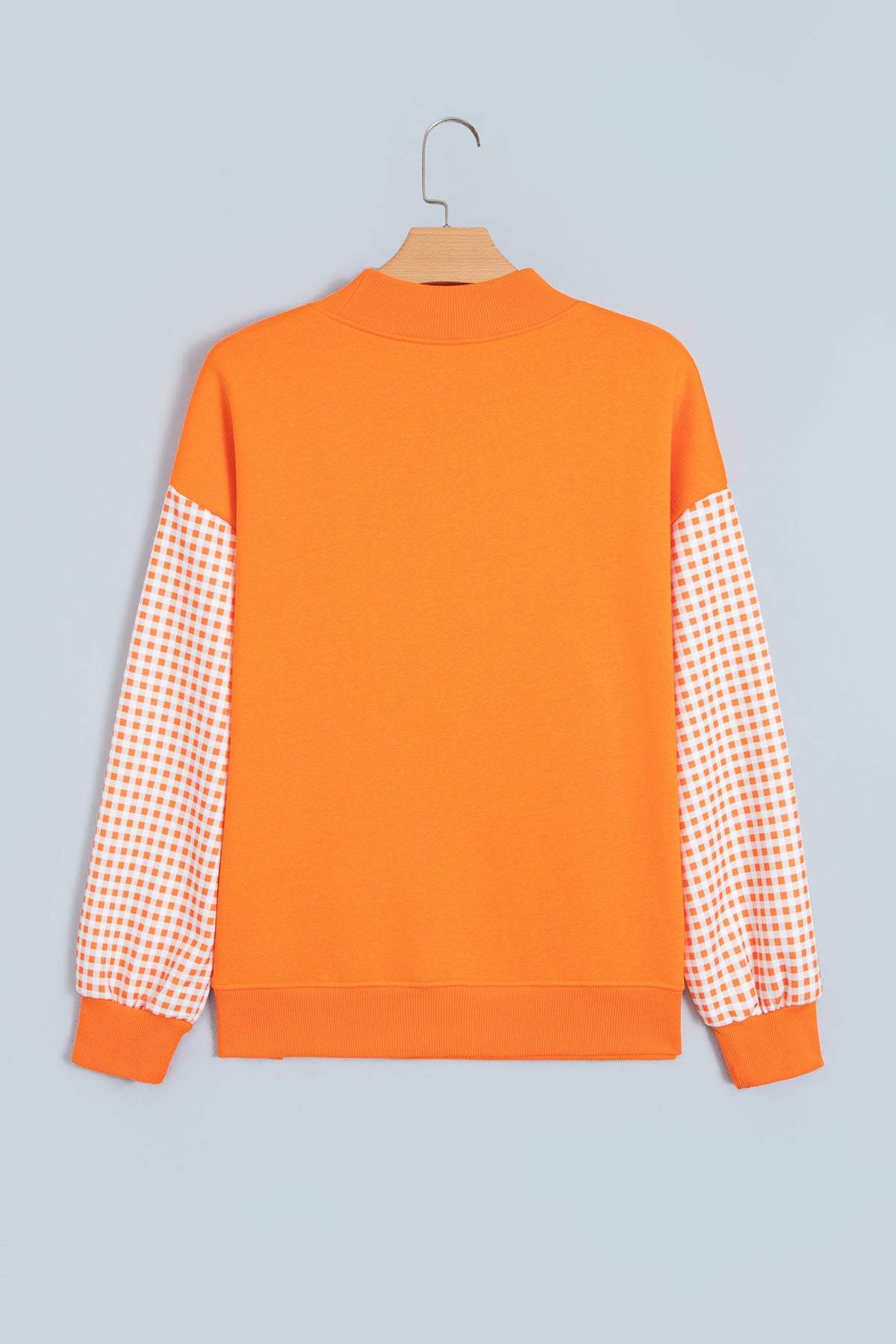 Fiery Red Gingham Plaid Oversized Pullover Sweatshirt