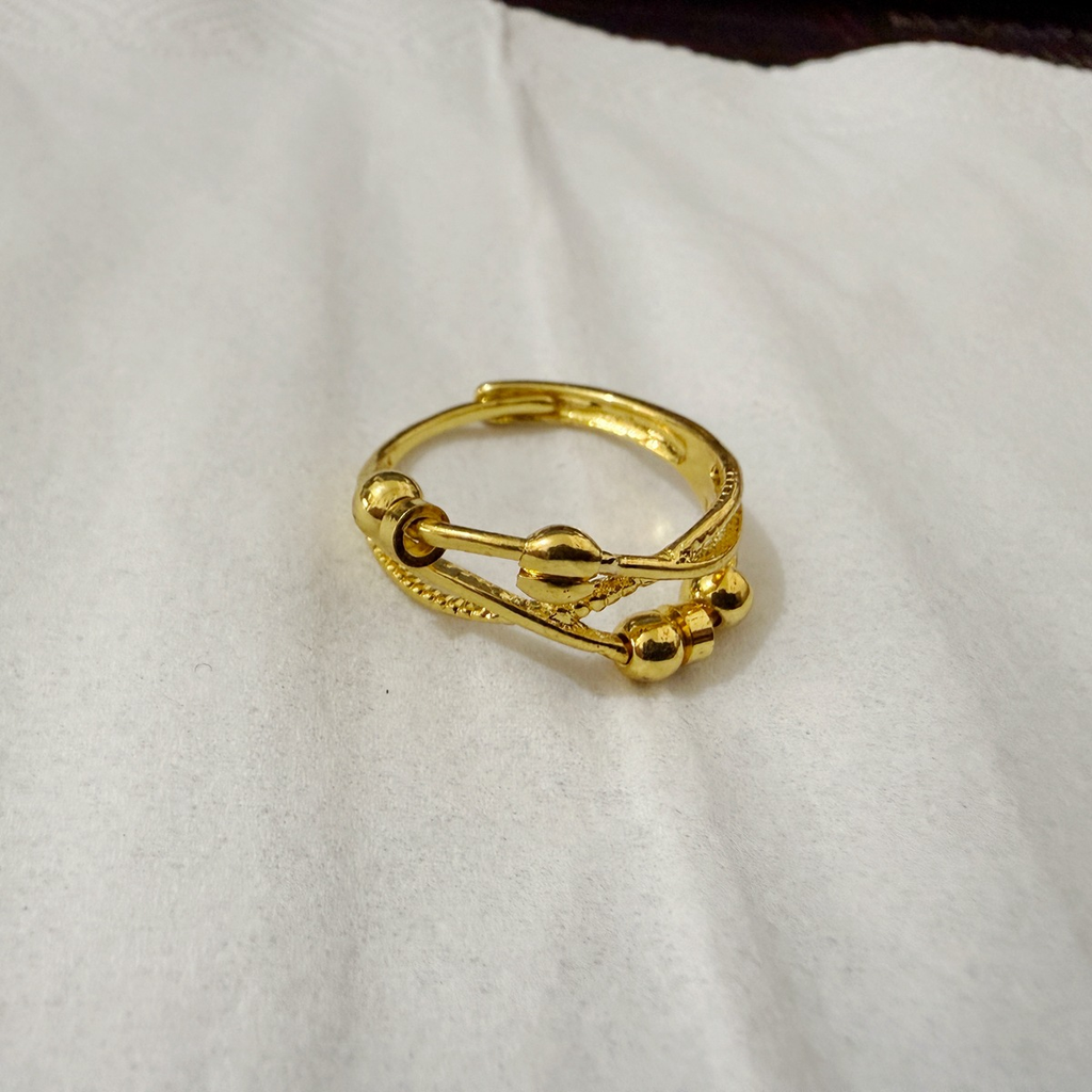 Rotating anxiety relief copper ring fortune bead ring adjustable ring