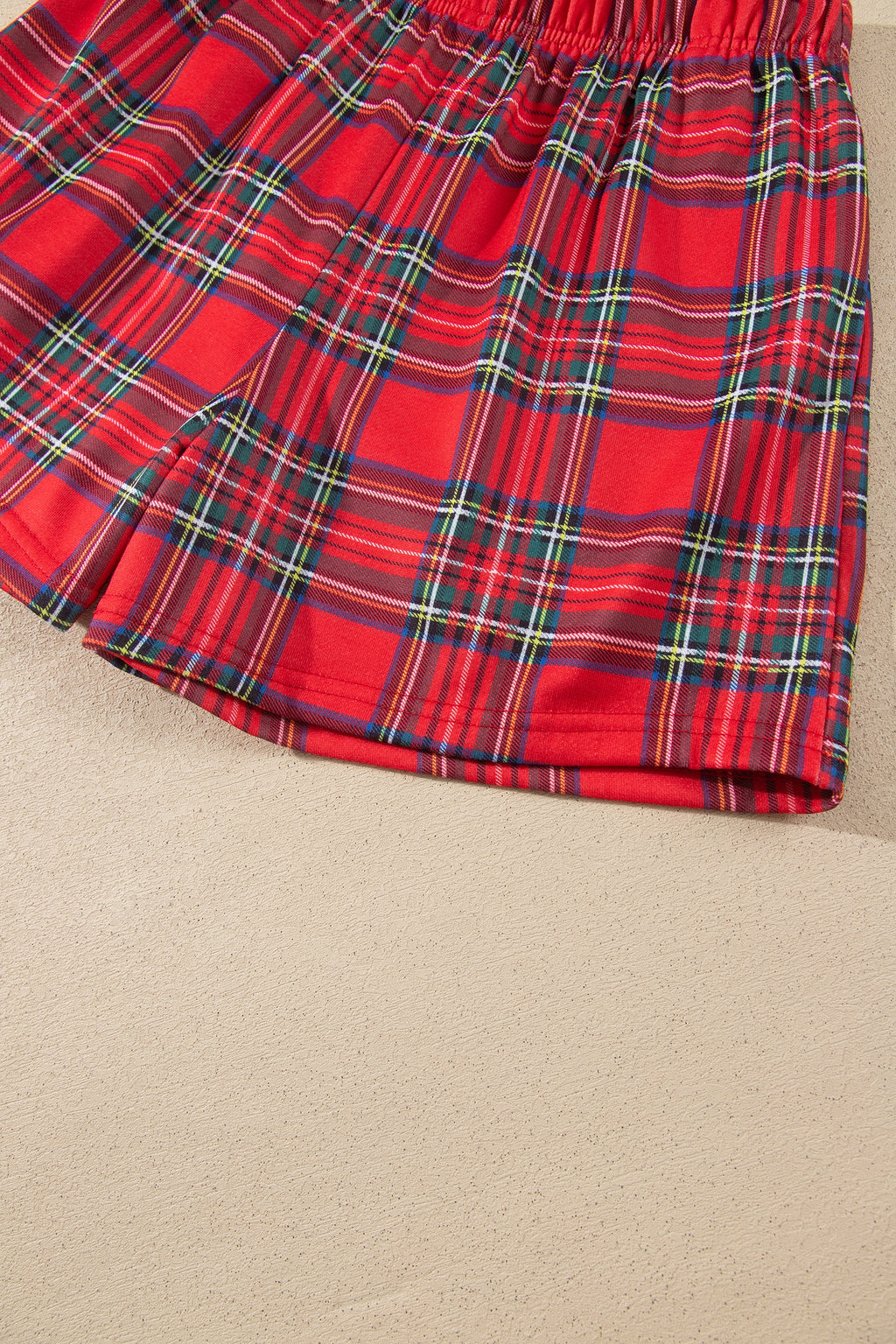Multicolour Plaid MERRY Holiday Long Sleeve Top and Shorts Set