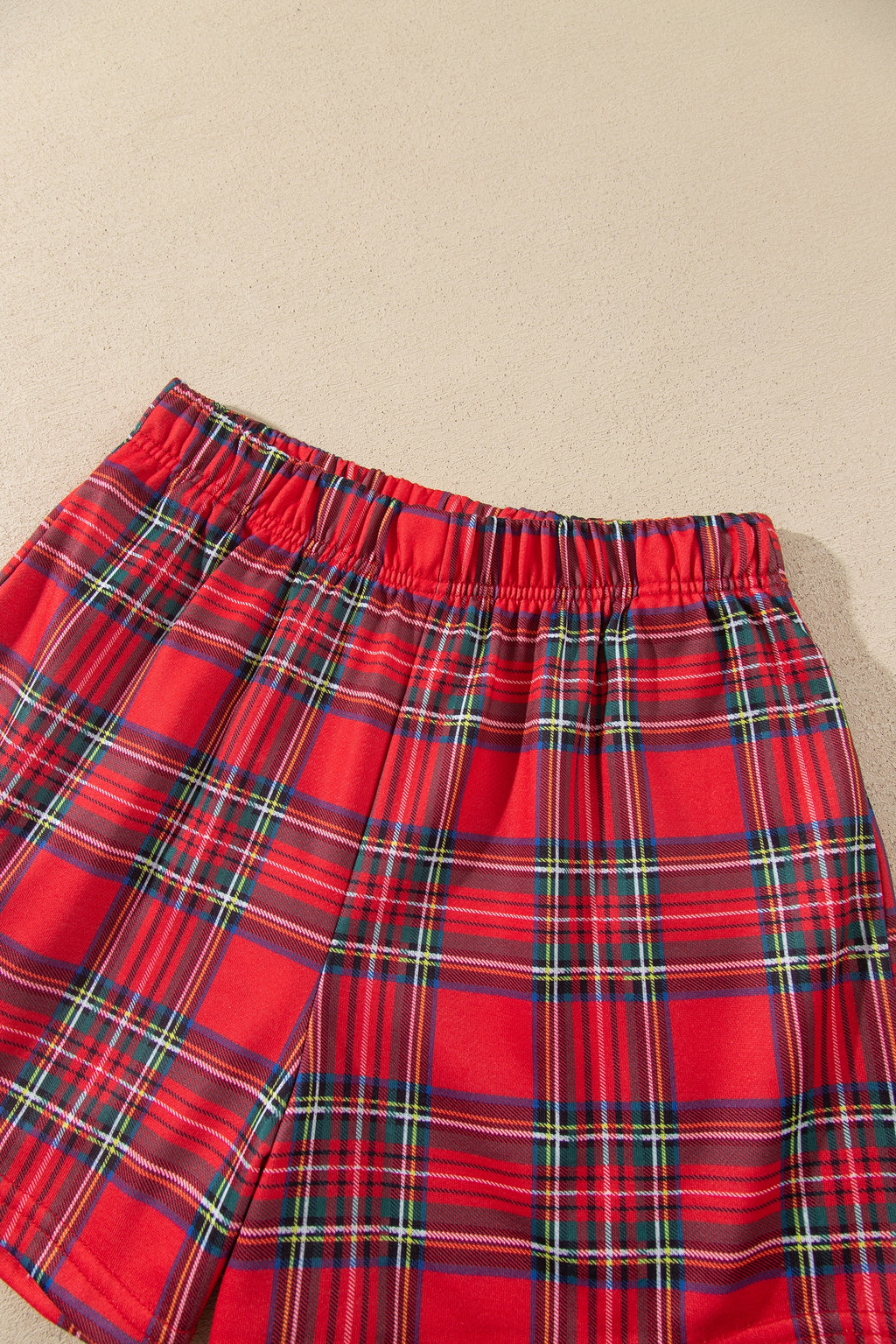 Multicolour Plaid MERRY Holiday Long Sleeve Top and Shorts Set