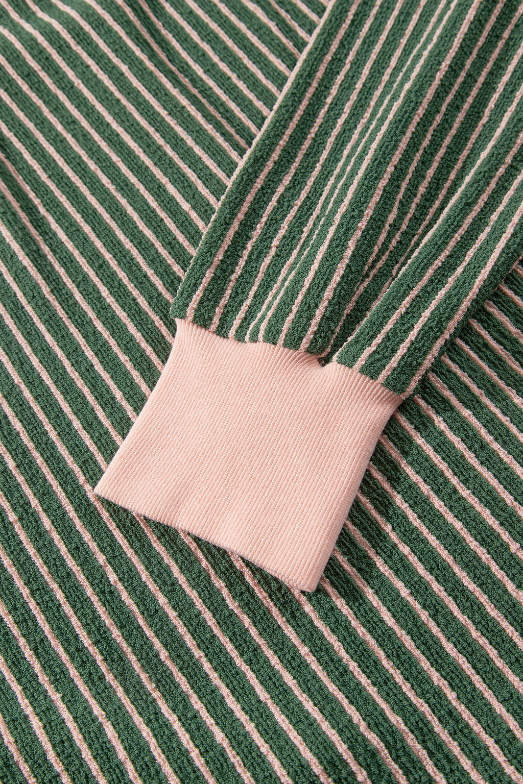 Green Stripe Striped V Neck Patchwork Long Sleeve Regular Fit Cardigan