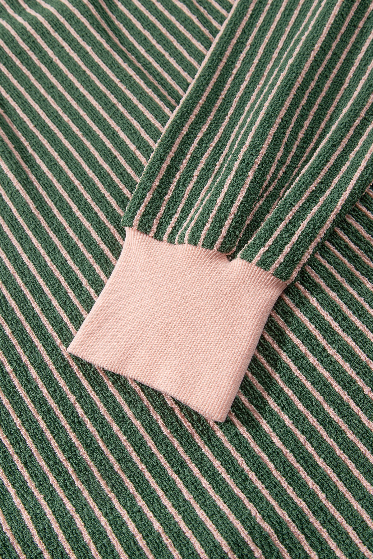 Green Stripe Striped V Neck Patchwork Long Sleeve Regular Fit Cardigan