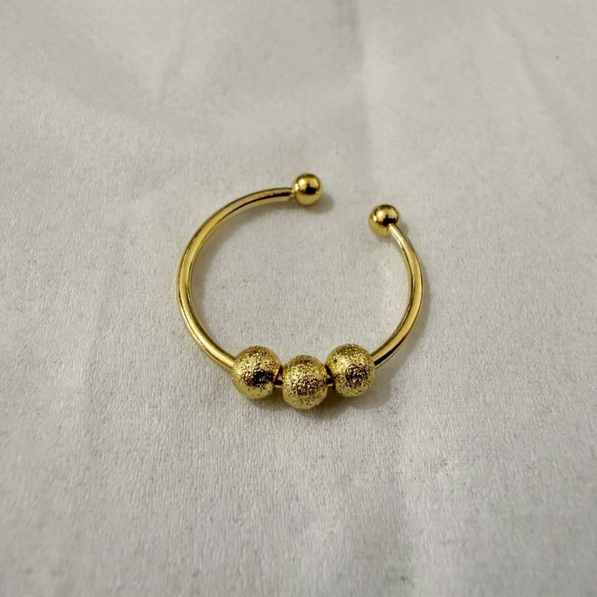 Rotating anxiety relief copper ring fortune bead ring adjustable ring