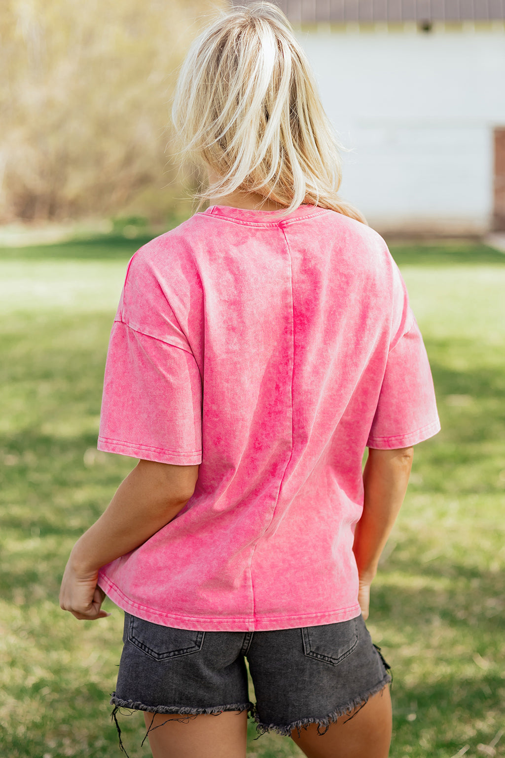 Mint Green Solid Color Cotton Mineral Washed Oversize Tee