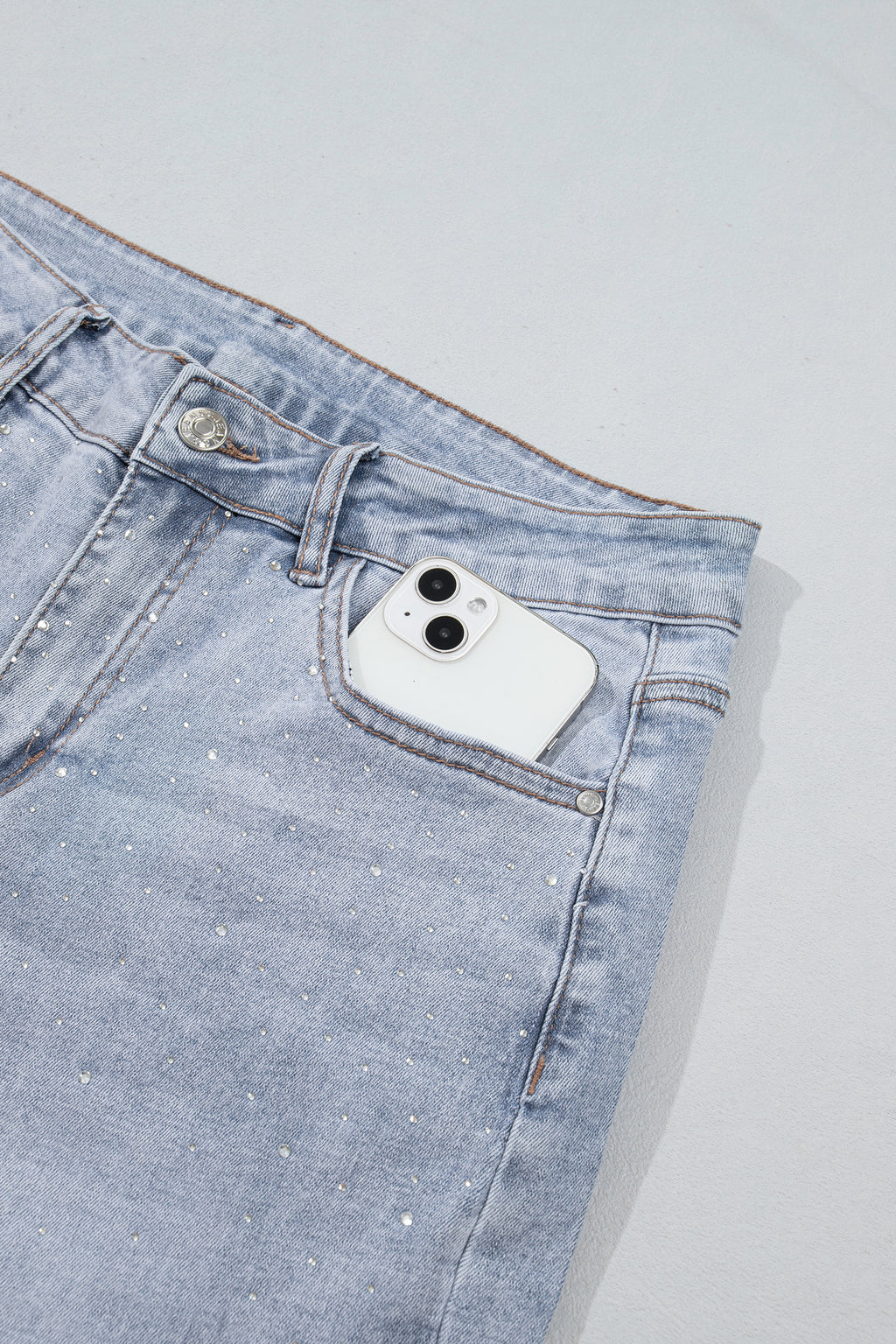 Beau Blue Sparkle Detail Western Casual Shift Jeans