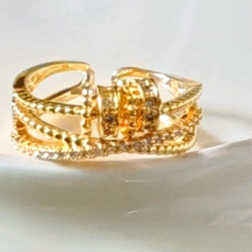 Rotating anxiety relief copper ring fortune bead ring adjustable ring