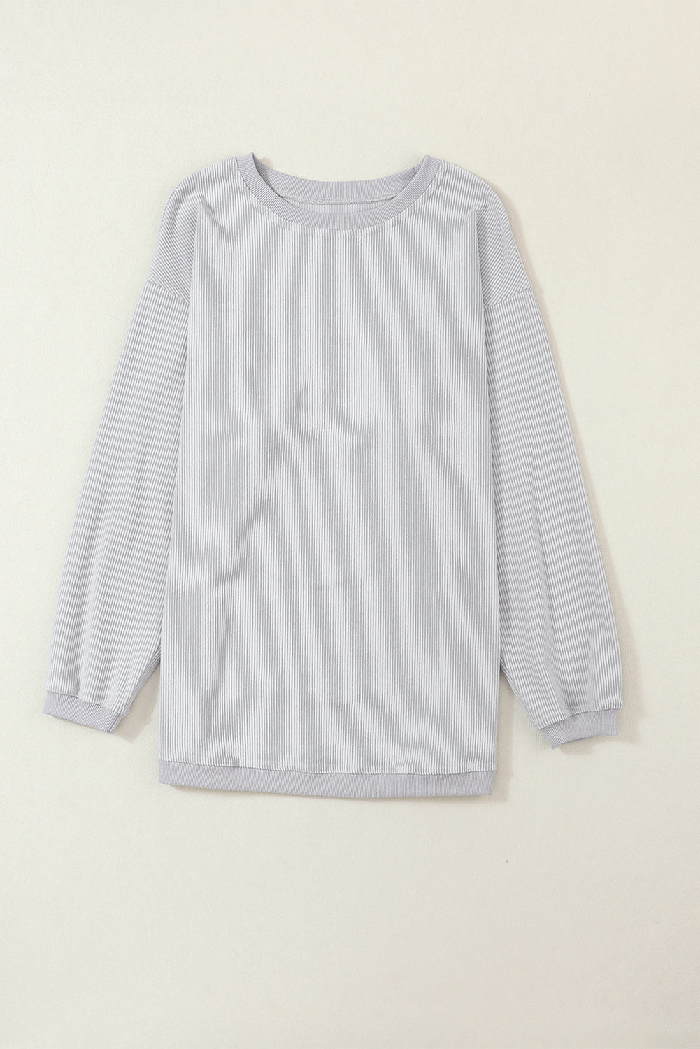 Grass Green Rib Knit Drop Shoulder Oversized Sweatshirt