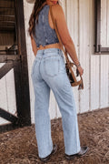 Beau Blue Sparkle Detail Western Casual Shift Jeans