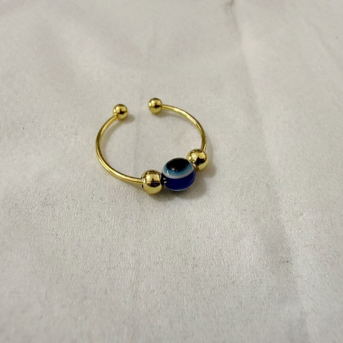 Rotating anxiety relief copper ring fortune bead ring adjustable ring