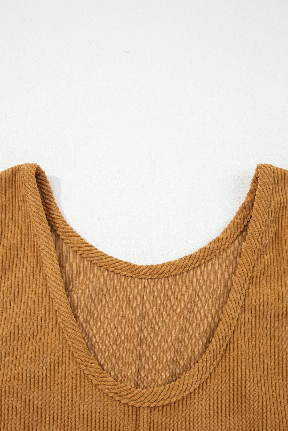 Beige Corduroy Exposed Seam Sleeveless Mini Dress