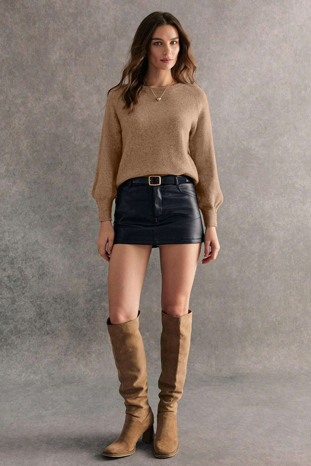 White Buttoned Cuffs Raglan Sleeve Knit Sweater