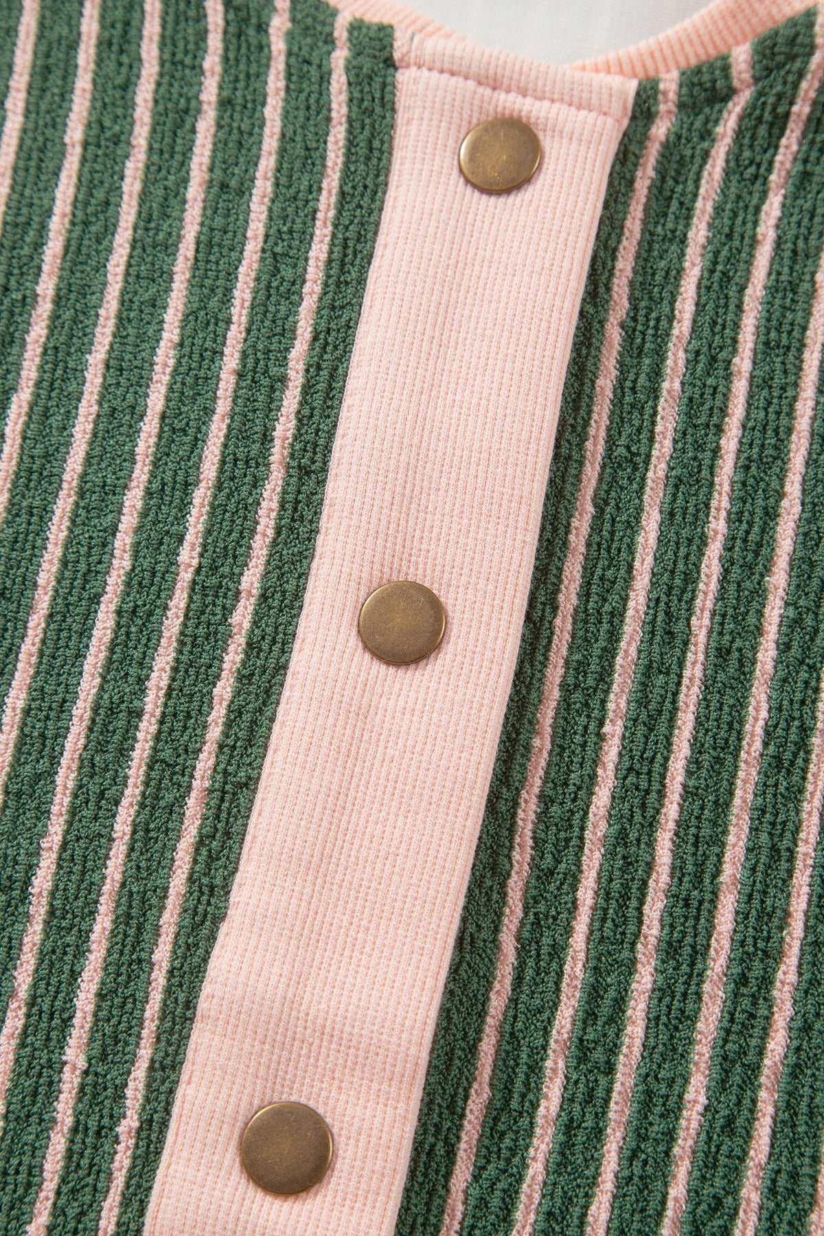 Green Stripe Striped V Neck Patchwork Long Sleeve Regular Fit Cardigan